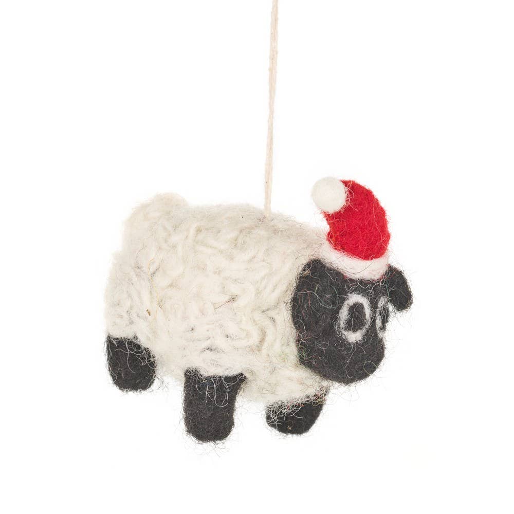 Handmade Felt Biodegradable Christmas | White Sheep - 9cm x 8cm