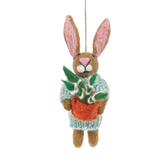 Handmade Felt Benjamin the Bunny Hanging Houseplant Decorati