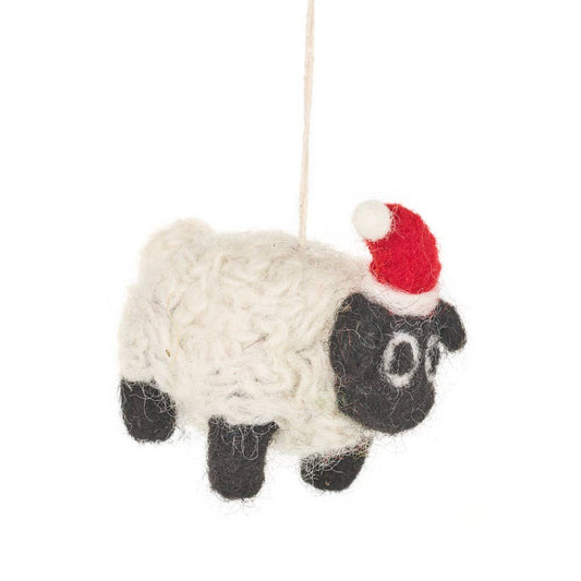 Handmade Felt Biodegradable Christmas | White Sheep -  9cm x 8cm