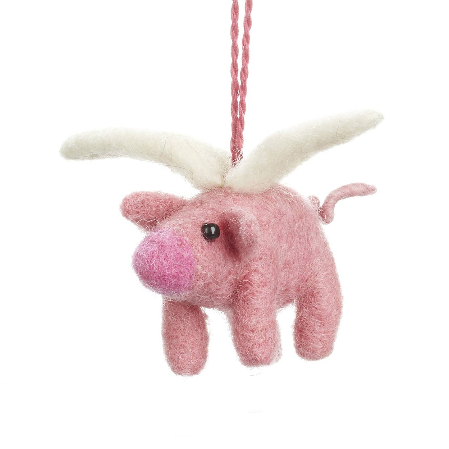 Handmade Felt Flying Pig | Biodegradable Hanging Decoration - 6cm x 8cm