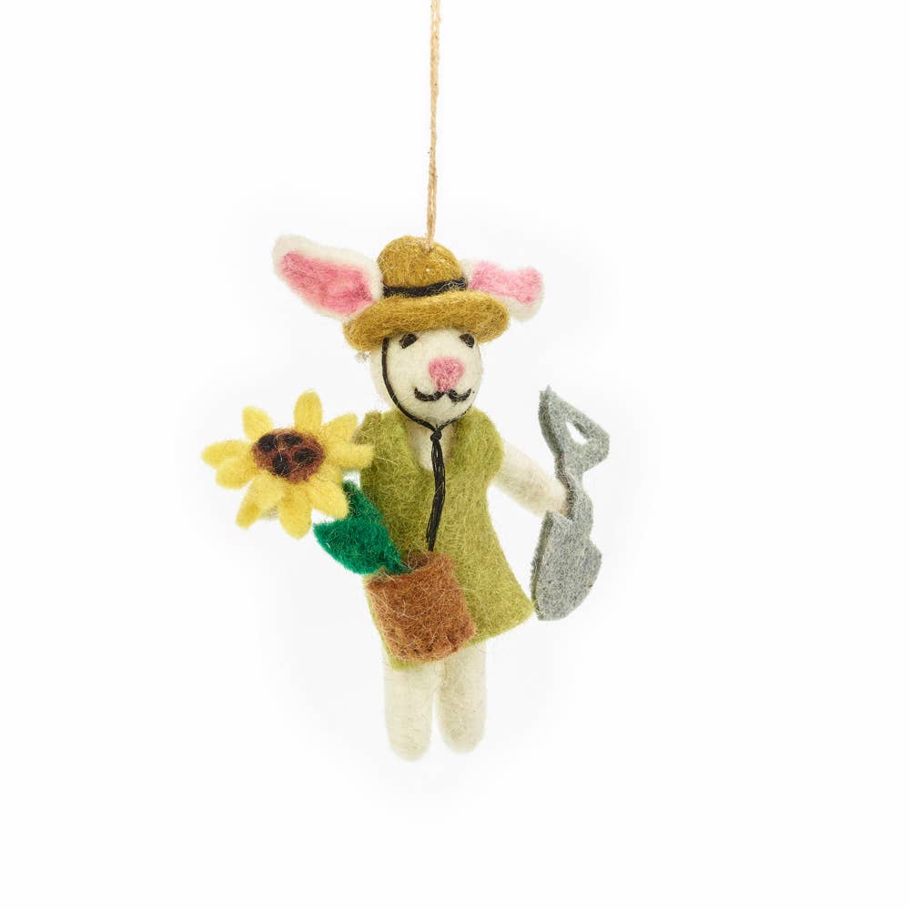 Handmade Felt Greta the Gardening Bunny Hanging Decoration