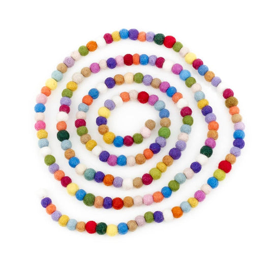 Handmade Felt Mini Multi-Coloured Pom Pom Garland | Home Decor - 200cm