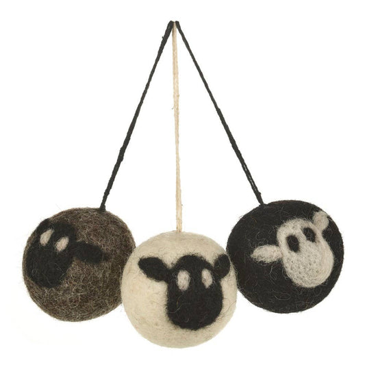 Handmade Felt Sheep Baubles Hanging Easter | Biodegradable  - 5cm x 5cm