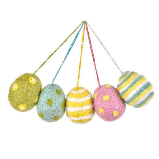 Handmade Needle Felt Easter Eggs (Set of 5) Hanging Easter