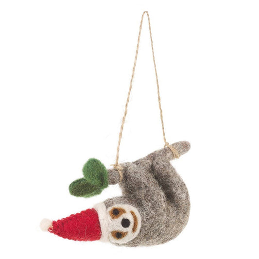 Handmade Sloth Tree | Felt Biodegradable | Christmas Hanging - 8cm