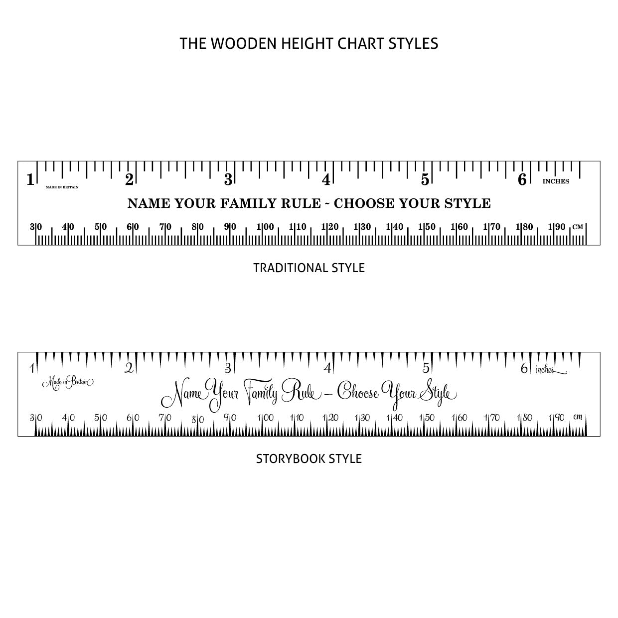 Standard Deluxe Ash Vintage Ruler Height Chart